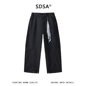 SDSA男装2026新款轻奢可拆卸丝巾拼接弯刀裤复古宽松阔腿牛仔裤