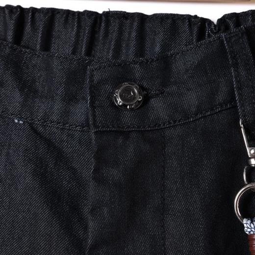 SDSA男装2026新款轻奢可拆卸丝巾拼接弯刀裤复古宽松阔腿牛仔裤 商品图3