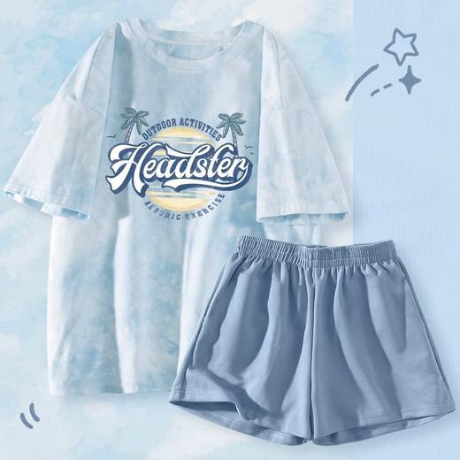 扎染睡衣女士外穿短袖套装新款学生卡通甜美两件套家居服ins风潮 商品图2