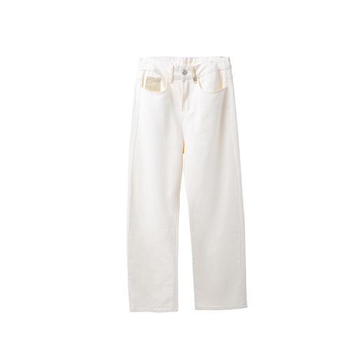 米白牛仔直筒裤 商品图1