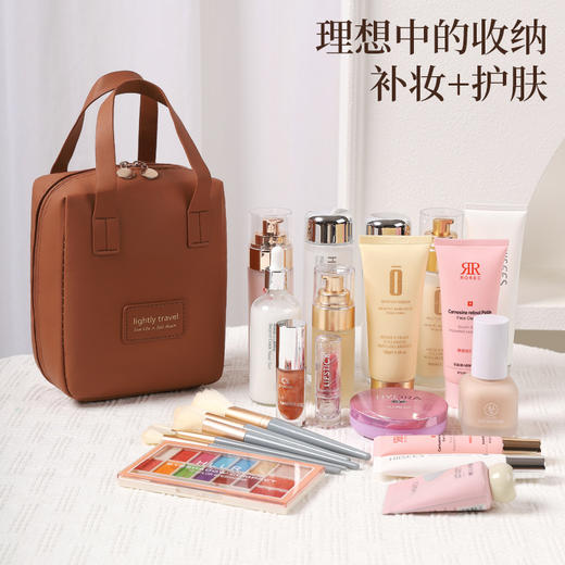 【理想收纳❗️手提贝壳化妆包】口红区 粉饼气垫区 笔刷区 眼影精华区 妆前乳区 底妆区，拿取随心不受限！小红书爆款旅行便携防水洗漱包大容量化妆品收纳包 商品图0