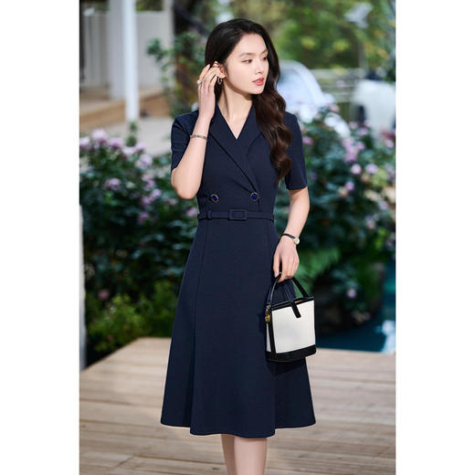 米思阳2026夏季新款通勤优雅OL职场西装连衣裙短袖修身中长款鱼尾裙2113 商品图3