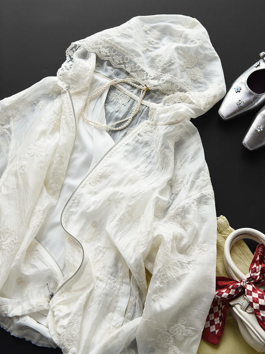 重工双面刺绣花蕾丝天丝防晒衫外罩 商品图6