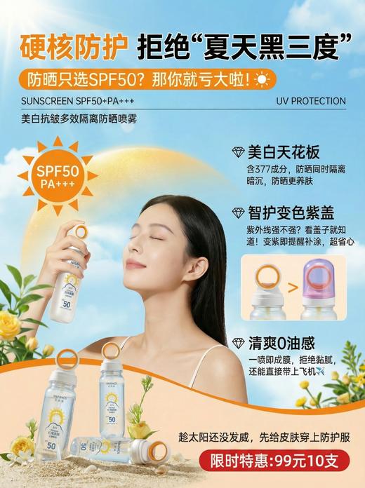 【可上飞机】麦米琪硬核防晒白皙保湿喷雾 商品图1