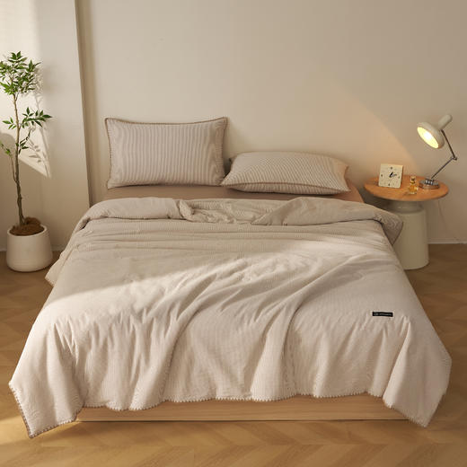 怕热爱出汗的“救命被”！纯棉超吸汗！恒源祥 2026新款无印风色织全棉贝壳绣棉花夏被空调被/床单/枕套  透气舒适 多规格可选 商品图11