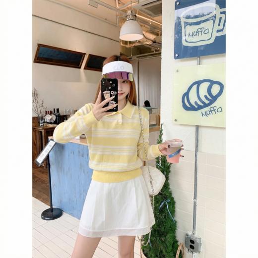 <曾小咸推荐>4.10现货秒杀 ！微信超特价！韩系多巴胺条纹polo领针织衫 日常159.99 立减90 秒杀69.99！！ 商品图6