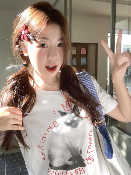 <曾小咸推荐>4.10现货秒杀 ！微信超特价！韩系猫咪印花t恤 日常129.99 立减70 秒杀59.99！！ 商品图6