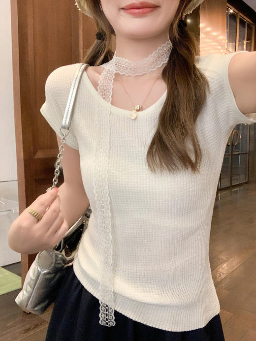 <曾小咸推荐>4.11现货秒杀 ！微信超特价！3色韩系坑条针织短袖 日常159.99 立减100 秒杀59.99！！ 商品图5