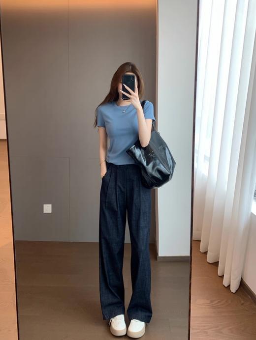 直发 慵懒老钱风 薄款褶皱显瘦防褪色牛仔裤直筒阔腿裤【JS3693420】 商品图3