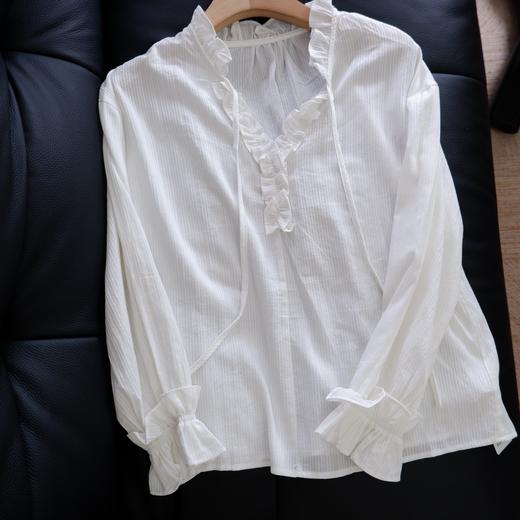 直发 春日小调~法式浪漫花边领 提花肌理全棉长袖衬衫【JS3693452】 商品图7