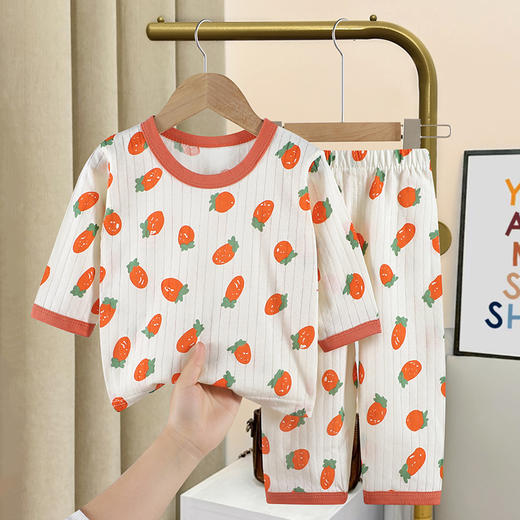 儿童空调服套装【精选纯棉面料，软fufu像云朵☁️】七分袖设计家居服，满印卡通图案睡衣，透气不闷汗，做工走线超工整，机洗不变形！ 儿童撞色睡衣。BB 商品图5