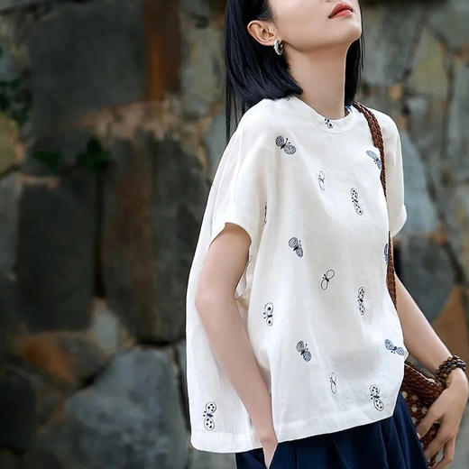 「白露蝶」雨露麻桑蚕丝天丝上衣，三重新中式面料，轻松穿出你的中式优雅范儿【G】 商品图0