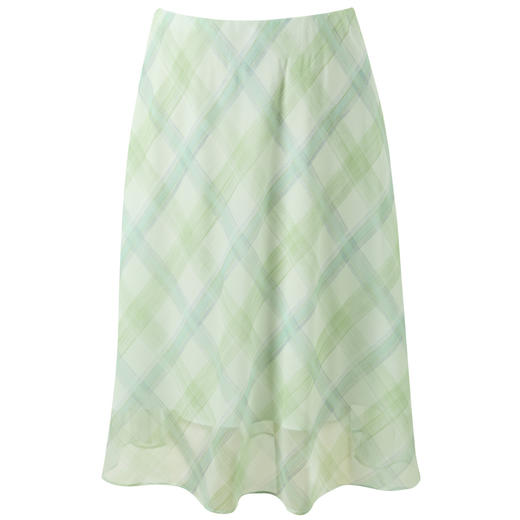 三彩2026夏季新款高腰格纹雪纺裙半身裙A字裙小A字清新度假M 商品图4