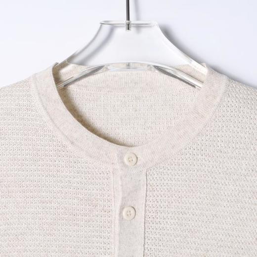 SDSA男装2026新款高贵轻奢简纯色半纽扣亨利领肌理针织短袖T恤 商品图1