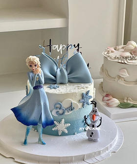 冰雪奇缘蝴蝶结女孩周岁生日蛋糕