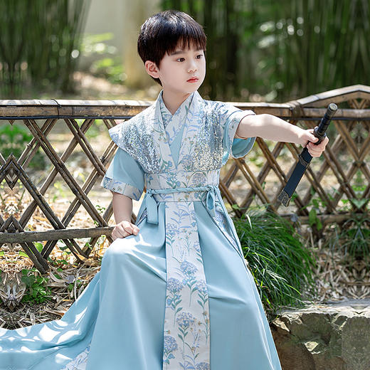 【团购】【苏城纪】清仓特价款汉服男童-花无缺短袖 商品图0