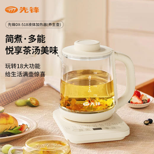 【自营】先锋DX-518液体加热器(养生壶)1.8L煮茶器多功能花茶壶燕窝炖盅智能定时 商品图0