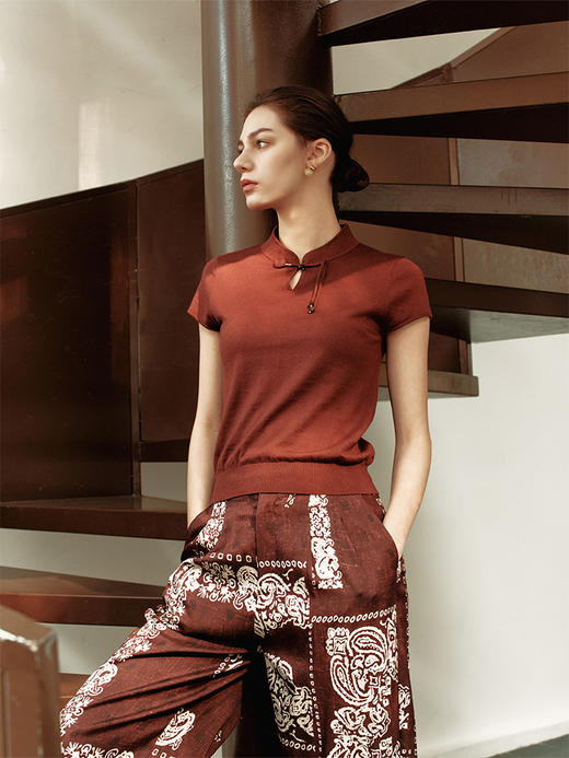 【棉麻丝短袖针织衫】26年春夏新品女士短款纯色针织上衣 商品图1