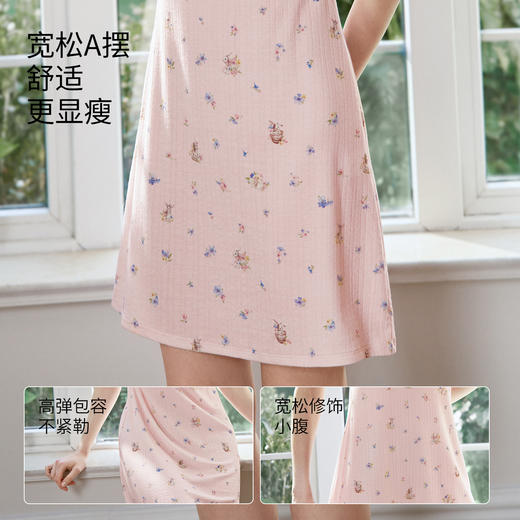 【家居服专场】嫚熙夏季超柔丝麻女士睡裙女款短袖高弹深睡女士家居服2026新款 商品图4