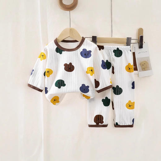 春夏儿童七分袖纯棉家居服套装透气舒适纯棉呼吸棉宝宝睡衣空调服 商品图3