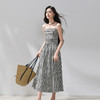 三彩2026夏季新款格纹吊带裙无袖收腰A字裙法式长裙M 商品缩略图1