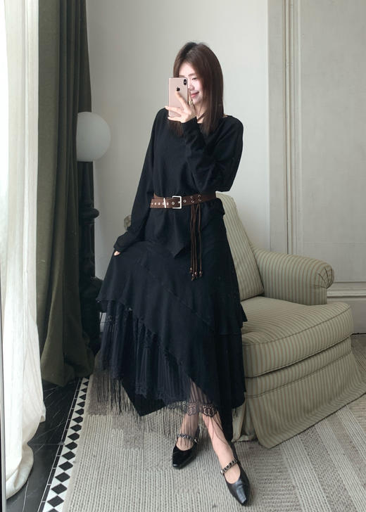 【门店同款】ENJOY春季流苏腰带斜肩上衣 171093387 商品图2