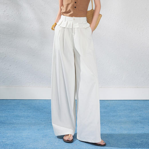 「自」全新升级【铂金会员146/天猫199/差价53】(03920)洛诗琳气质百搭高腰阔腿裤女2026春夏新款设计感通勤长裤 商品图0