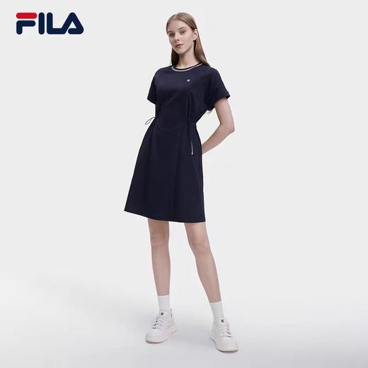 F040935夏季新款复古学院风纯色刺绣吸湿透气女子宽松休闲T恤连衣裙 商品图10