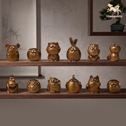 铜师傅《傲娇十二生肖》桌面创意生肖吉祥物紫铜摆件 家居装饰品 商品图13