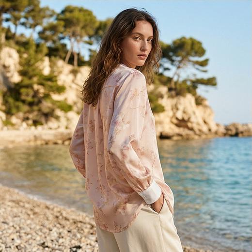 南法SJD/soie jardin3#新款海瑟薇公主提花晕染优雅桑蚕丝长睡衣家居女套装S342TC41 商品图4