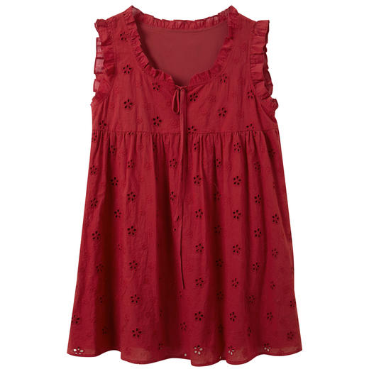 【100棉】三彩2026夏季新款镂空绣花小衫宽松系带娃娃衫上衣M 商品图4