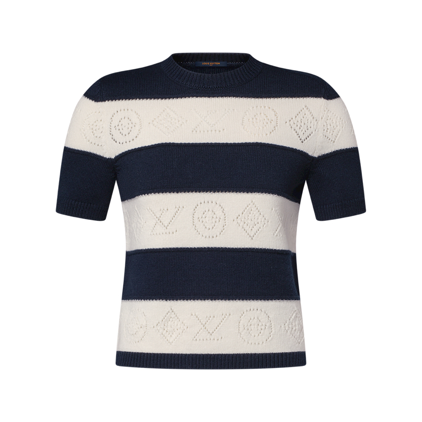 L-S 镂空羊毛羊绒条纹短袖