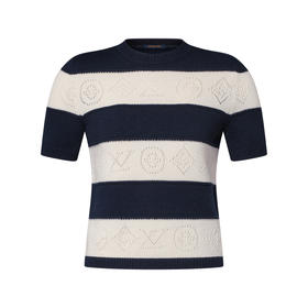 L-S 镂空羊毛羊绒条纹短袖