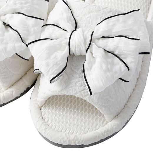NITORI宜得利家居拖鞋 蝴蝶结厚底麻底 WH M（图错） 商品图2