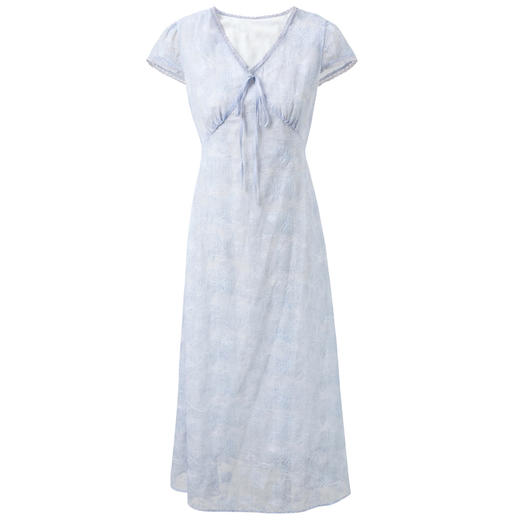 三彩2026夏季新款绣花印花连衣裙法式V领A字裙长裙M 商品图4