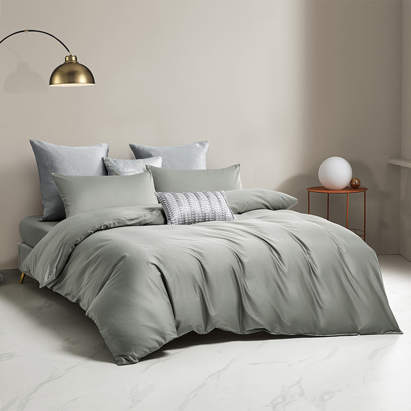 罗莱 简粹60S全棉贡缎四件套（深灰色）