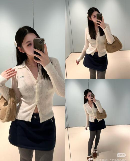 miu风同款花瓣领小开衫外套 商品图3