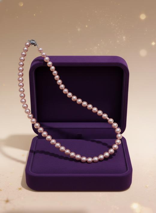 香芋紫极光 7-8mm正圆无瑕淡水珍珠项链 温柔高级 礼物首选 [发：6] 商品图7