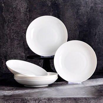 洁雅杰陶瓷盘家用白瓷盘子8英寸中式釉下彩餐盘菜盘汤盘微波炉可用6只装 /厨具 /餐具 /盘/碟 商品图8