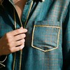 南法SJD/soie jardin3#双色桑蚕丝撞色镶边复古鸢尾符色织提花家居服三件套S332TC 商品缩略图4