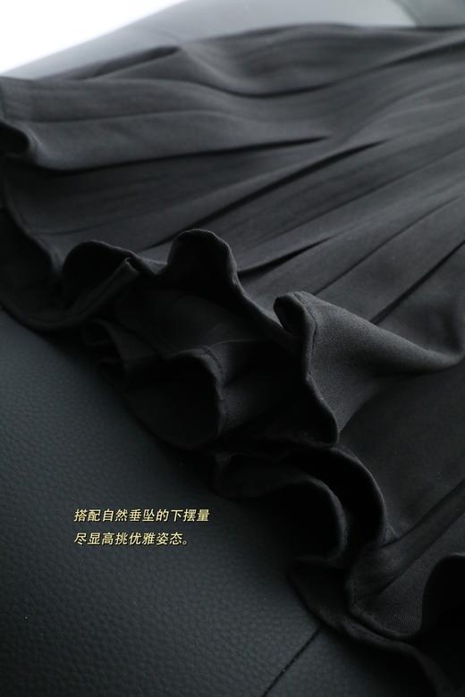 雅y同款黑色伞裙 质感珍珠压褶松紧腰a字半身裙 商品图12