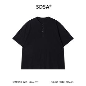SDSA男装2026新款高贵轻奢慵懒风竖纹半纽扣圆领短袖T恤百搭休闲