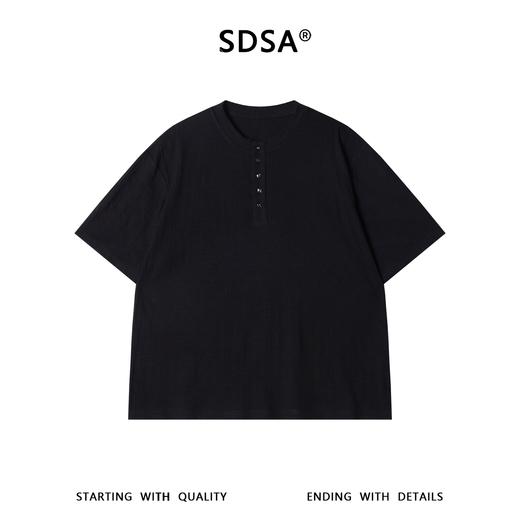 SDSA男装2026新款高贵轻奢慵懒风竖纹半纽扣圆领短袖T恤百搭休闲 商品图0
