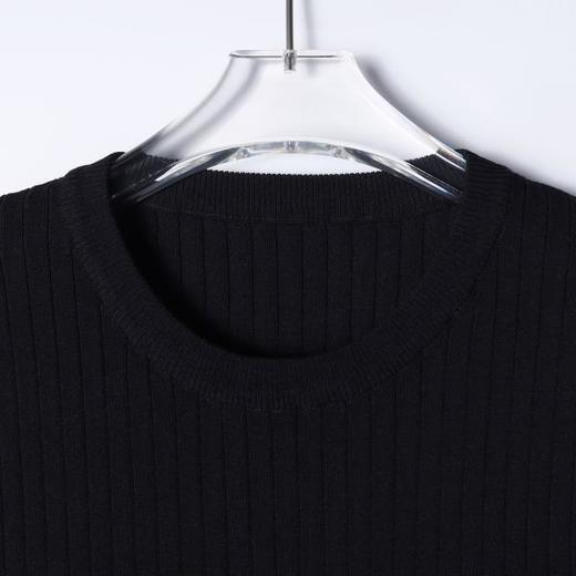 SDSA男装2026新款高贵轻奢日系简约竖纹撞色针织圆领短袖T恤休闲 商品图1