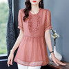 2026夏季新款女短袖遮肚子雪纺衫胖mm中长款宽松大码女装上衣时尚 商品缩略图1