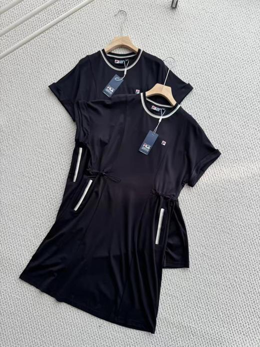 F040935夏季新款复古学院风纯色刺绣吸湿透气女子宽松休闲T恤连衣裙 商品图0