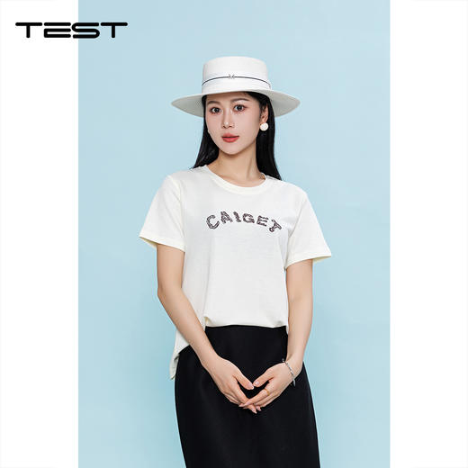 夏上新条纹披肩短袖韩系慵懒风T恤1262046 商品图1