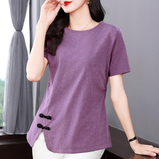 短袖t恤女夏季半袖上衣2026新款大码女装中长款女士洋气妈妈夏装 商品图0