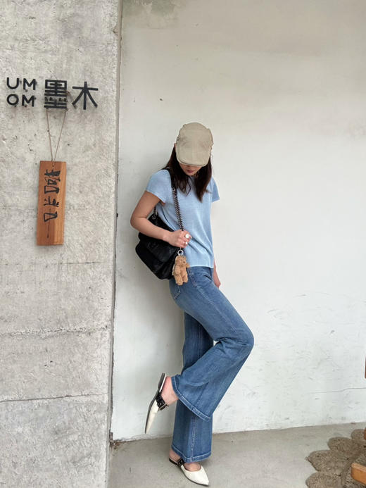 【腿精本腿】噢蜜ooomeooo高弹修身喇叭牛仔裤 商品图3