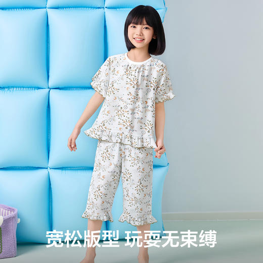 【清仓捡漏】【120-160】【有棵树】女童夏季短袖七分裤家居服套装 商品图4